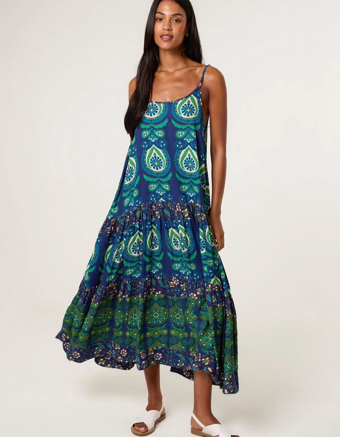 Teal Tiered Cami Dress, 2 of 1