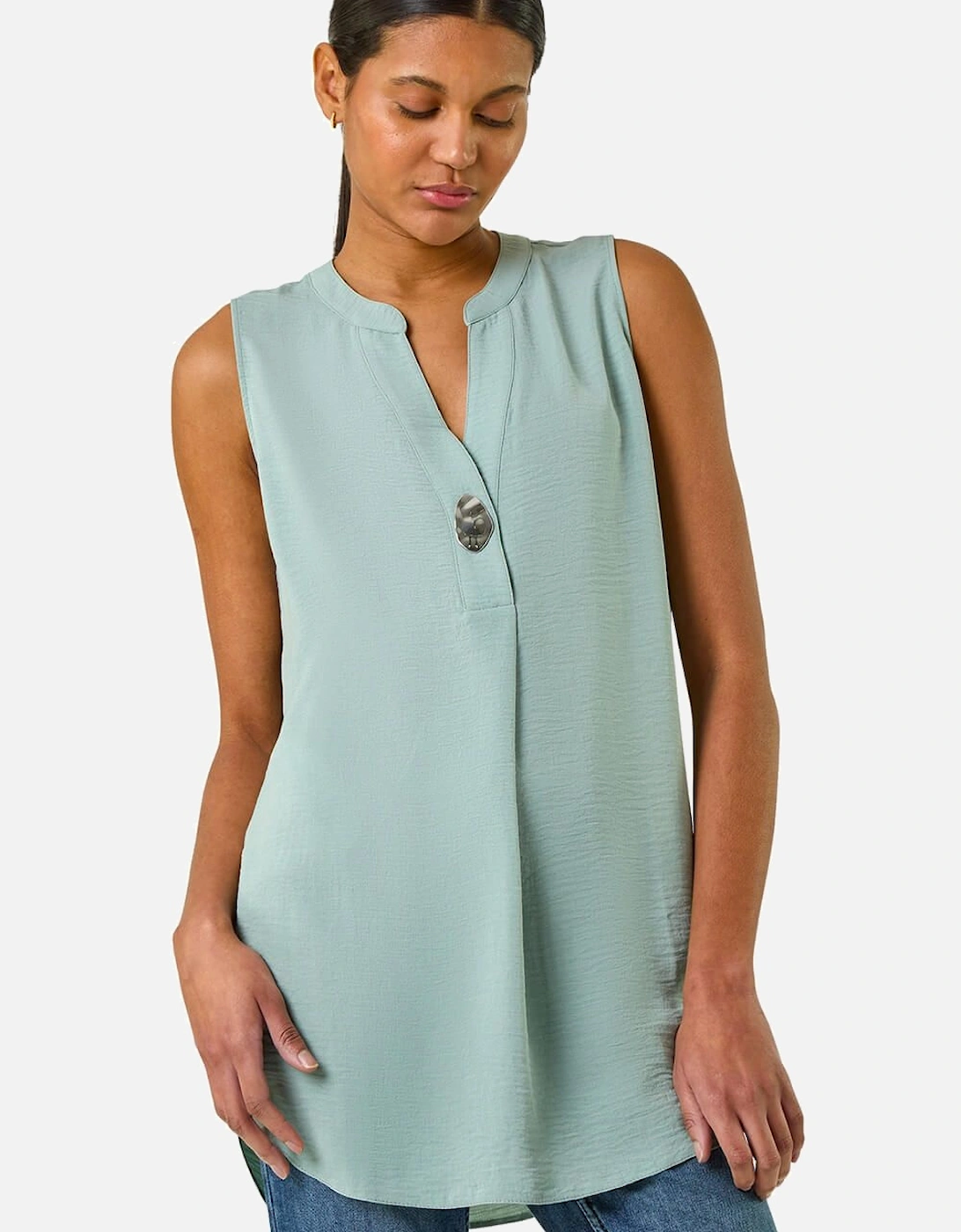 Longline Buttoned Vest Top, 2 of 1