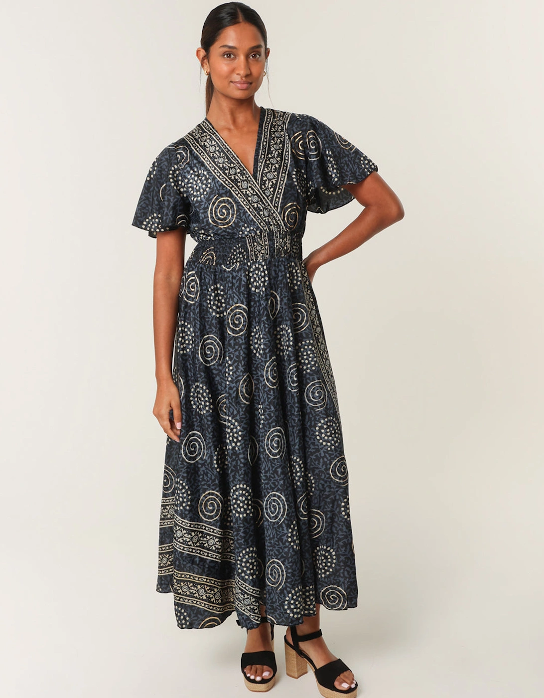 Navy Double V Neck Dress, 2 of 1