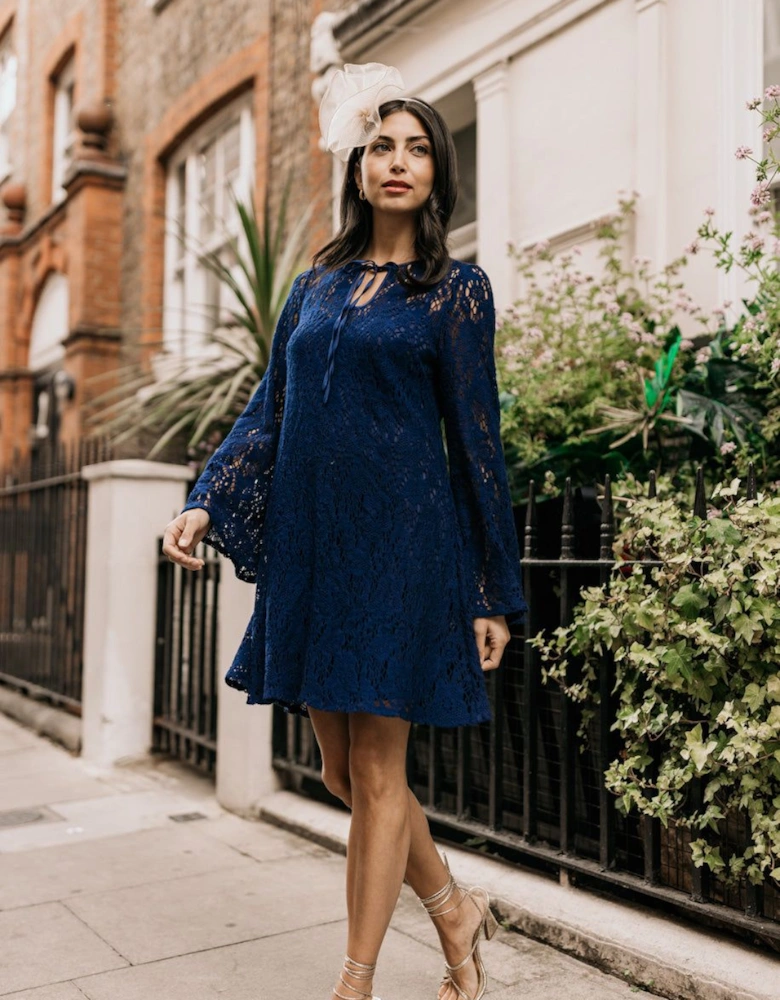 Navy Crochet Mini Dress