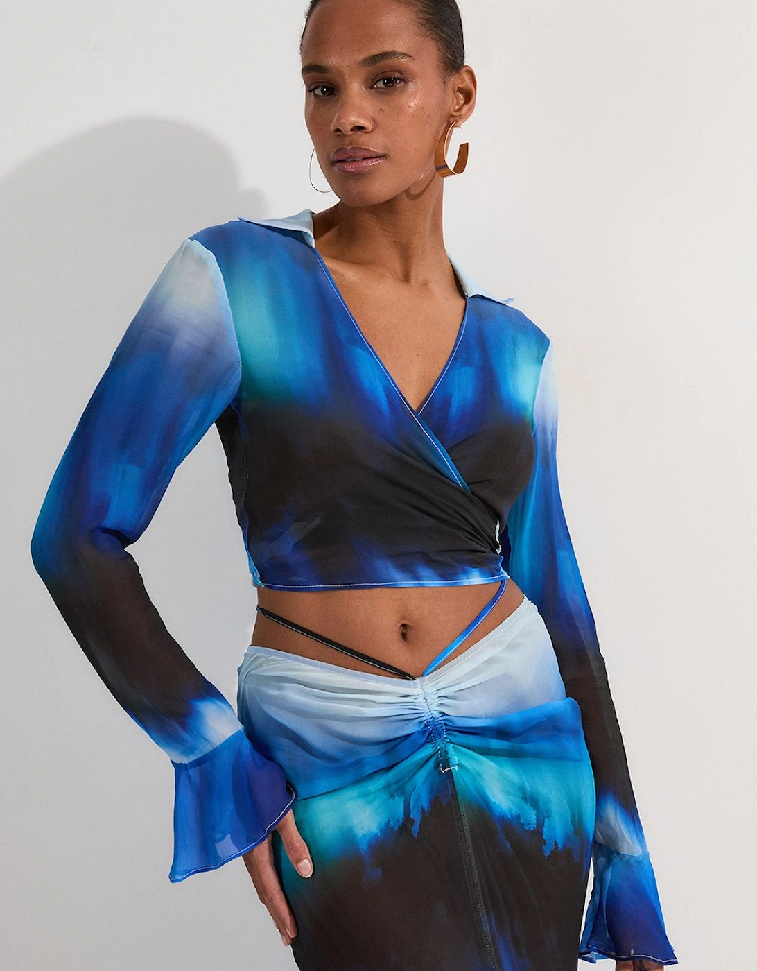 Beach Viscose Georgette Ombre Woven Wrap Top, 2 of 1