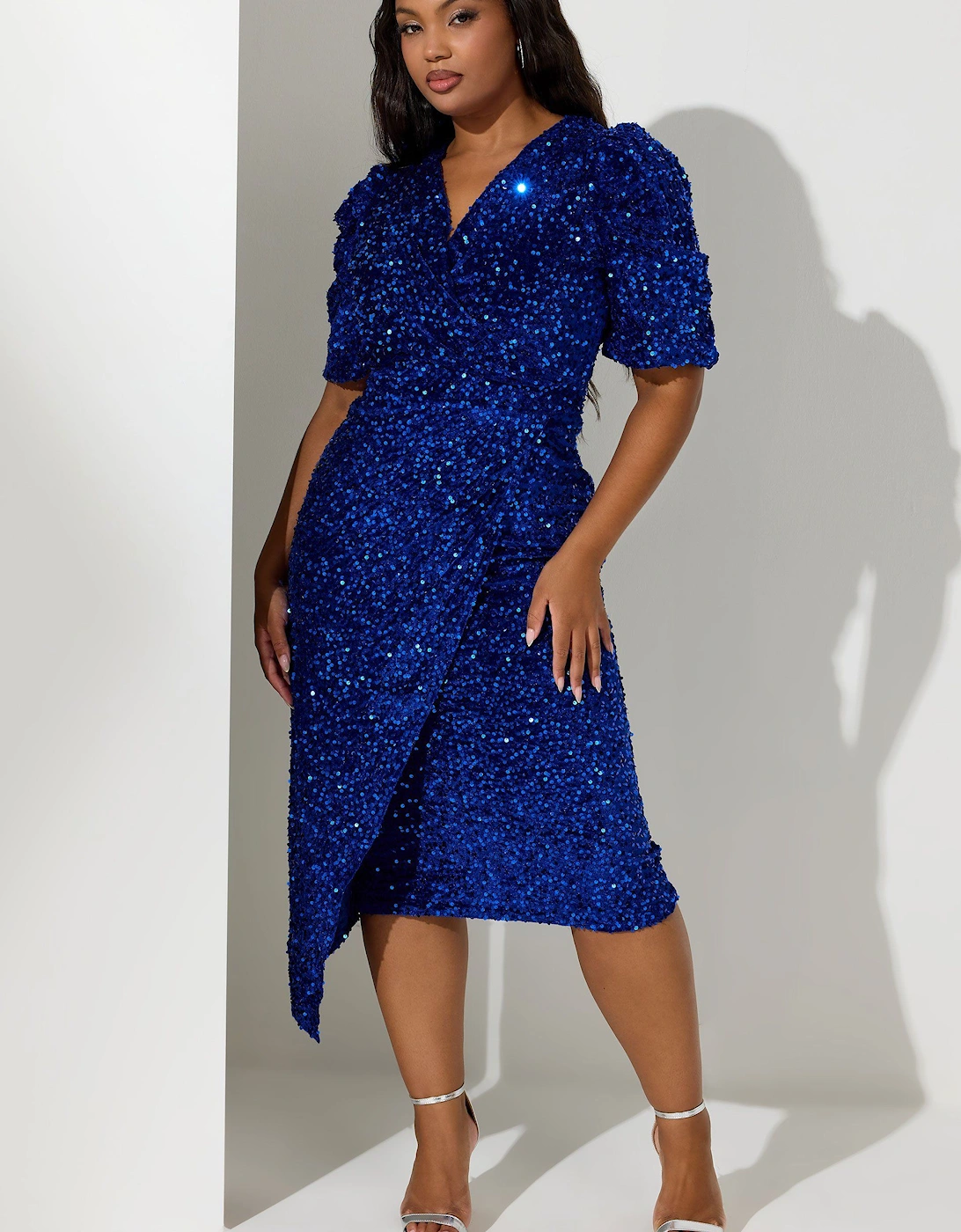 Sequin Velvet Wrap Dress, 2 of 1