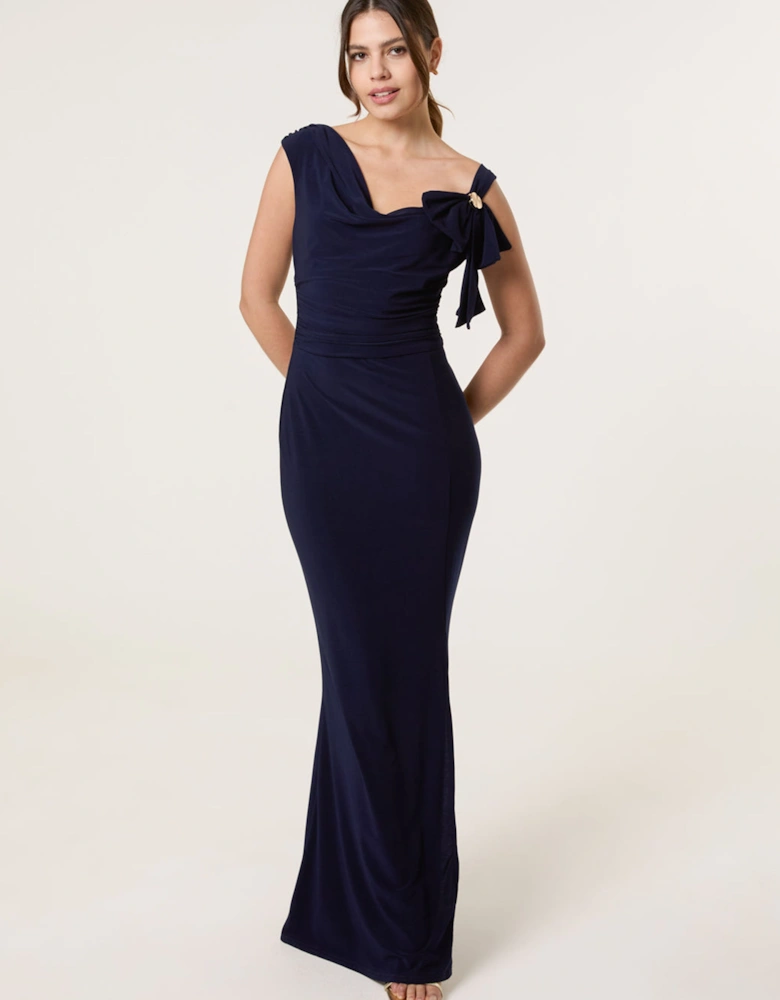 Navy Maxi Dress With Metal Detailing