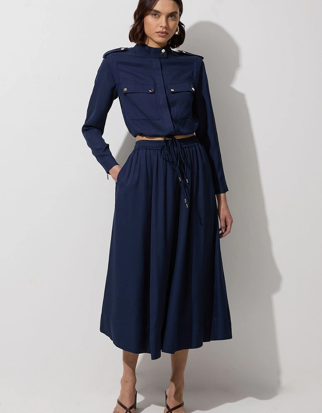 Tall Premium Viscose Linen Tie Waist Woven Skirt, 2 of 1