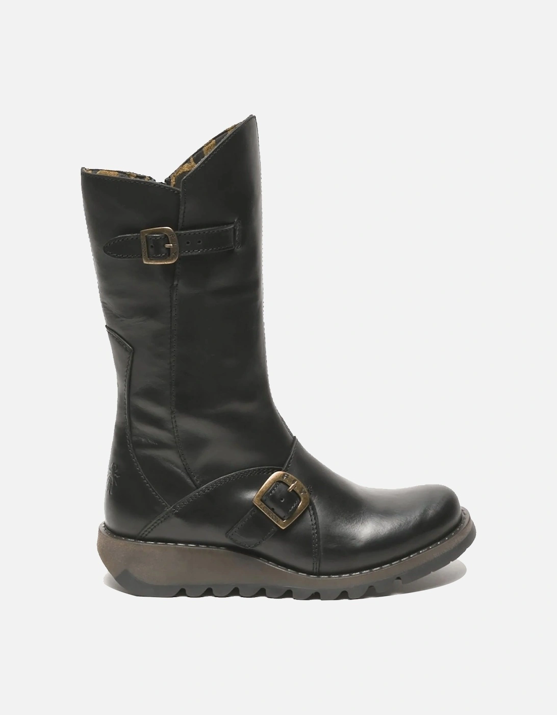 MES 2 Wedge Heel Buckle Mid-Calf Leather Zip Platform Boots, 2 of 1