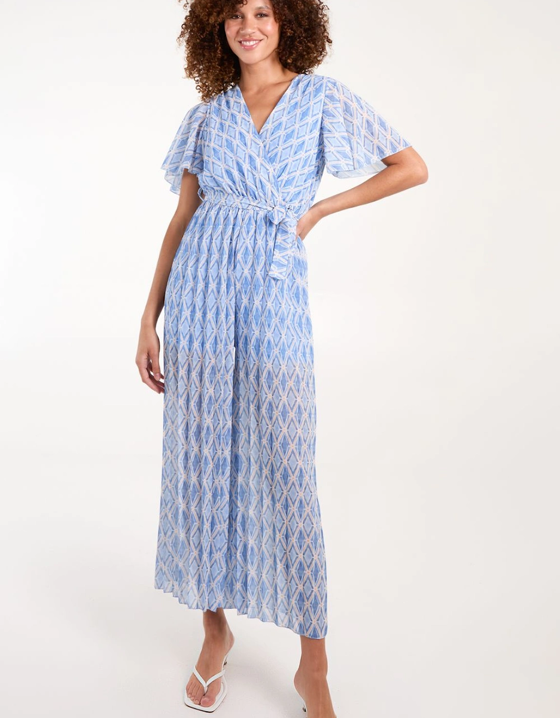 Aztec Diamond Printed Pleated Jumpsuit, 2 of 1