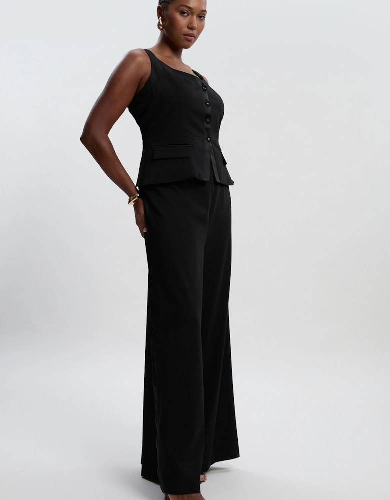 Plus Size Tailored Tux Wide Leg Jumpsuit
