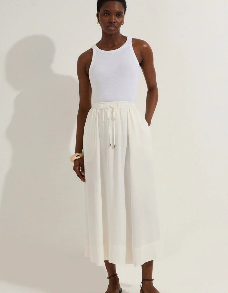 Tall Premium Viscose Linen Tie Waist Woven Skirt