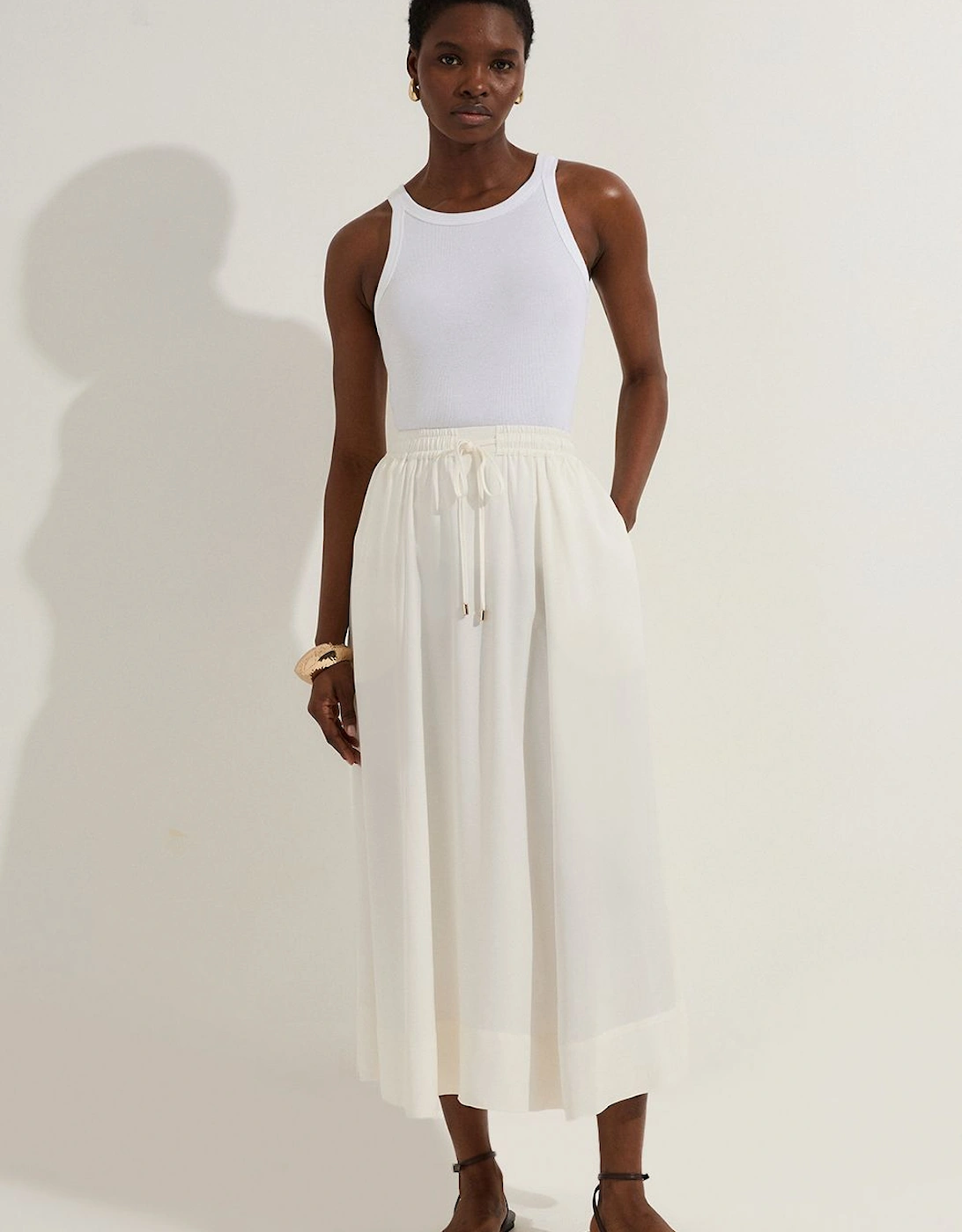 Tall Premium Viscose Linen Tie Waist Woven Skirt, 2 of 1