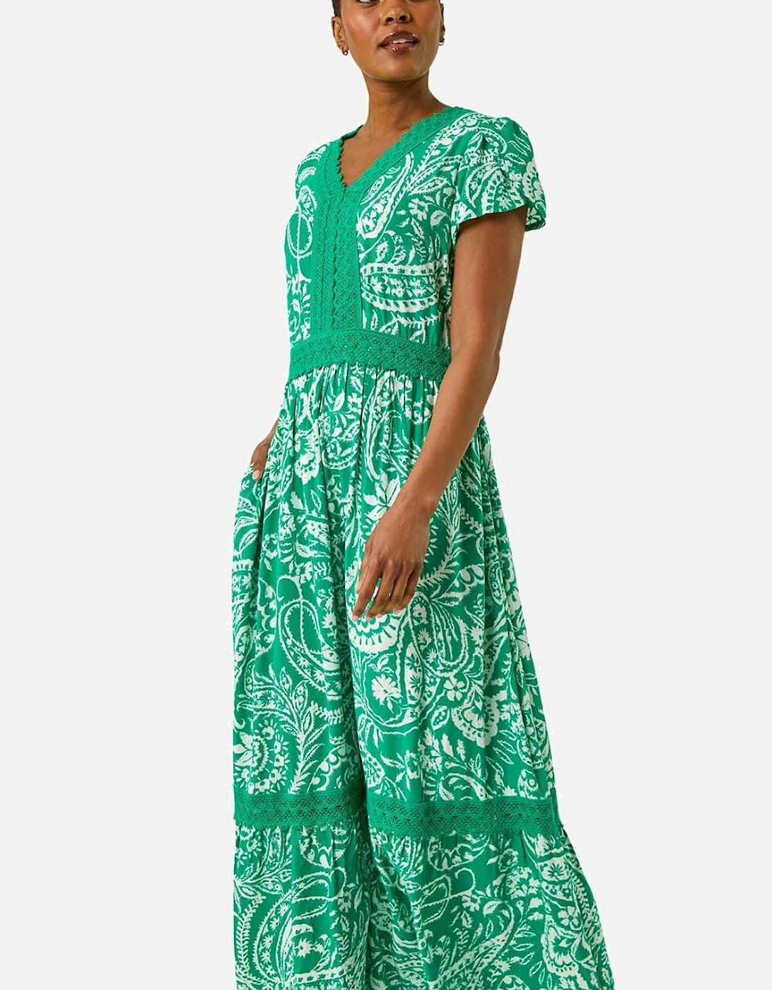 Paisley Lace Trim Maxi Dress, 2 of 1