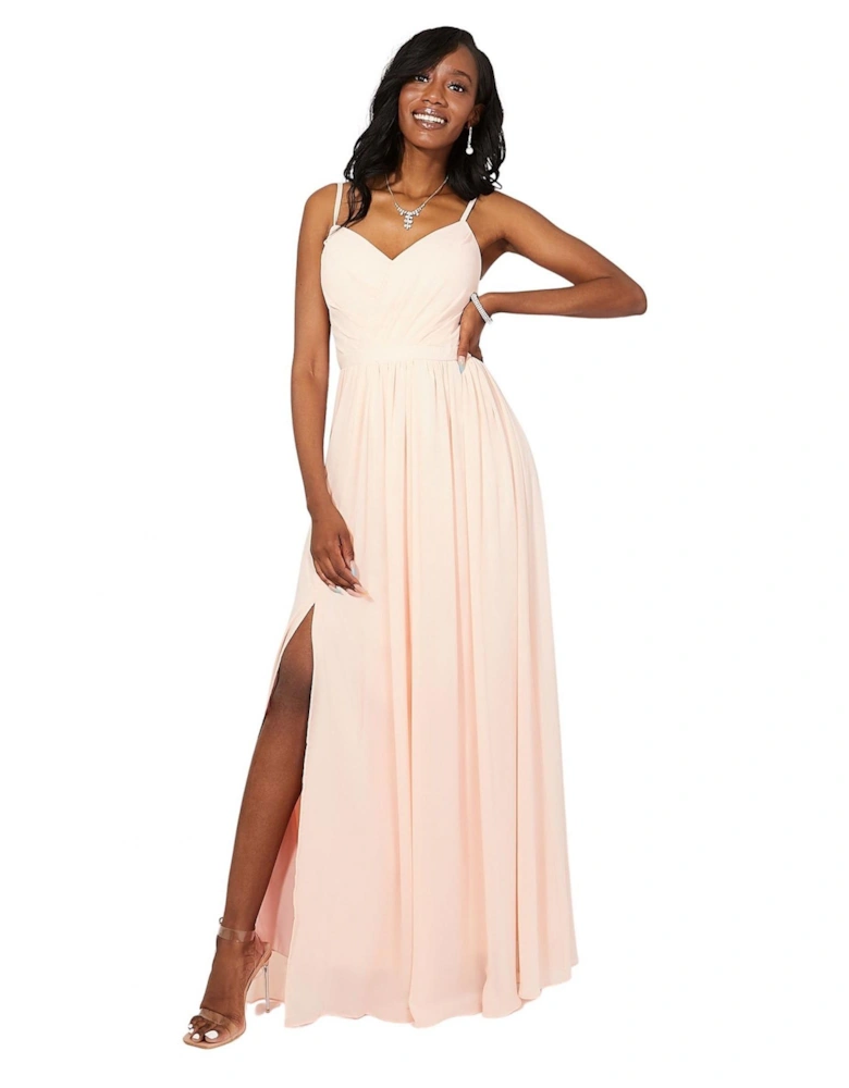 Strappy Gathered Front Maxi Dress