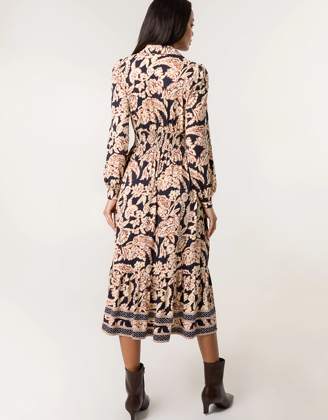 Navy Border Print Shirt Dress, 2 of 1