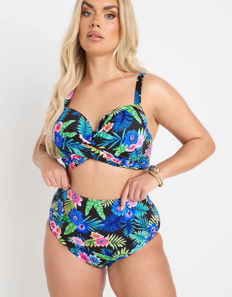 Tropical Floral High Waisted Bikini Briefs