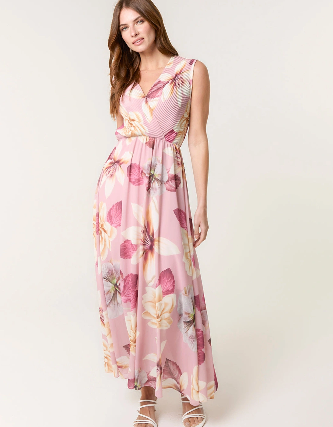 Pink Double V Pleated Occasion Dress, 2 of 1