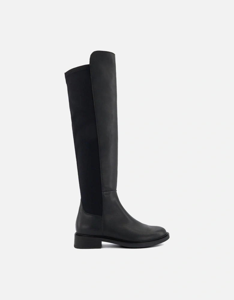 'Text' Leather Knee High Boots