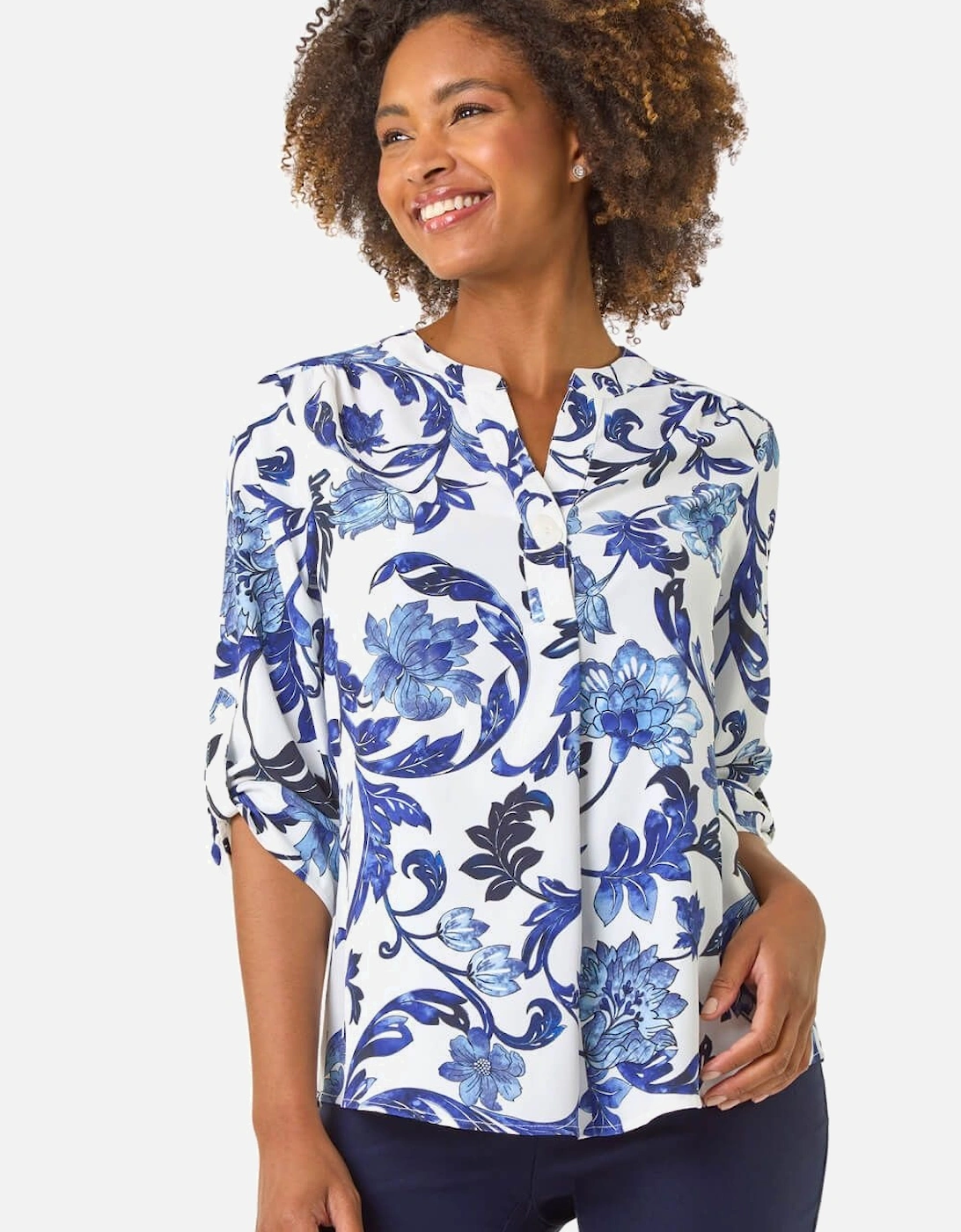 Floral Print Gathered Blouse, 2 of 1