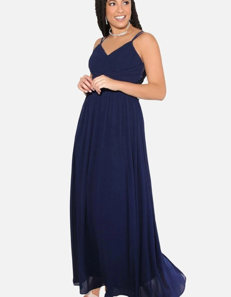 Crochet Back Strappy Chiffon Maxi Dress