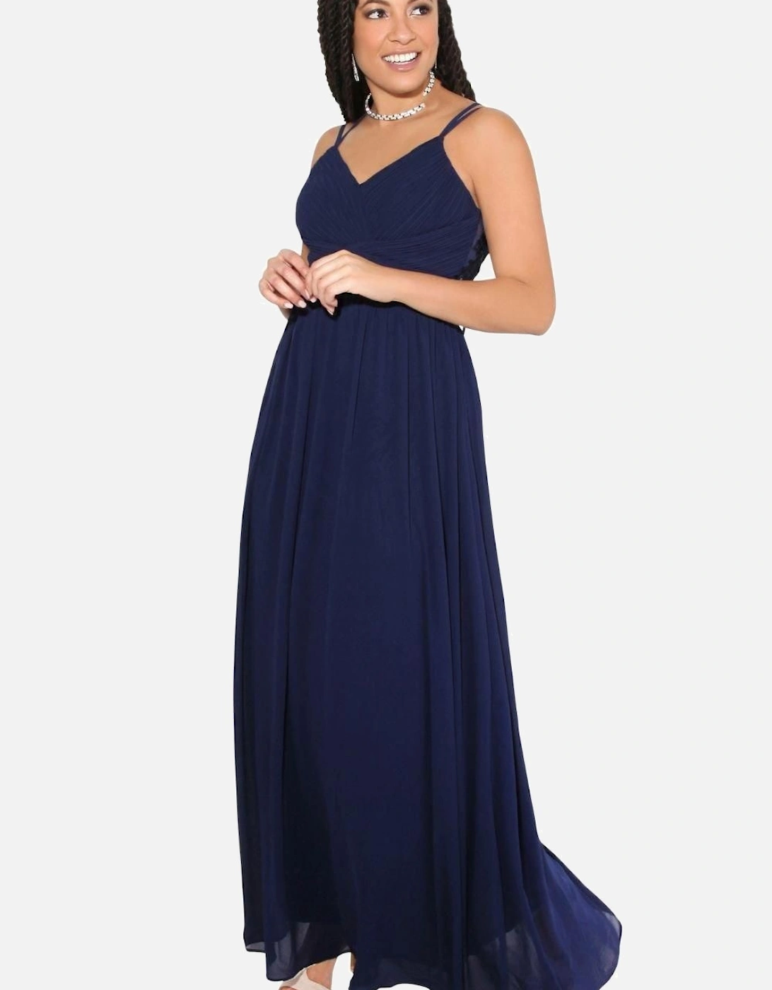 Crochet Back Strappy Chiffon Maxi Dress, 2 of 1