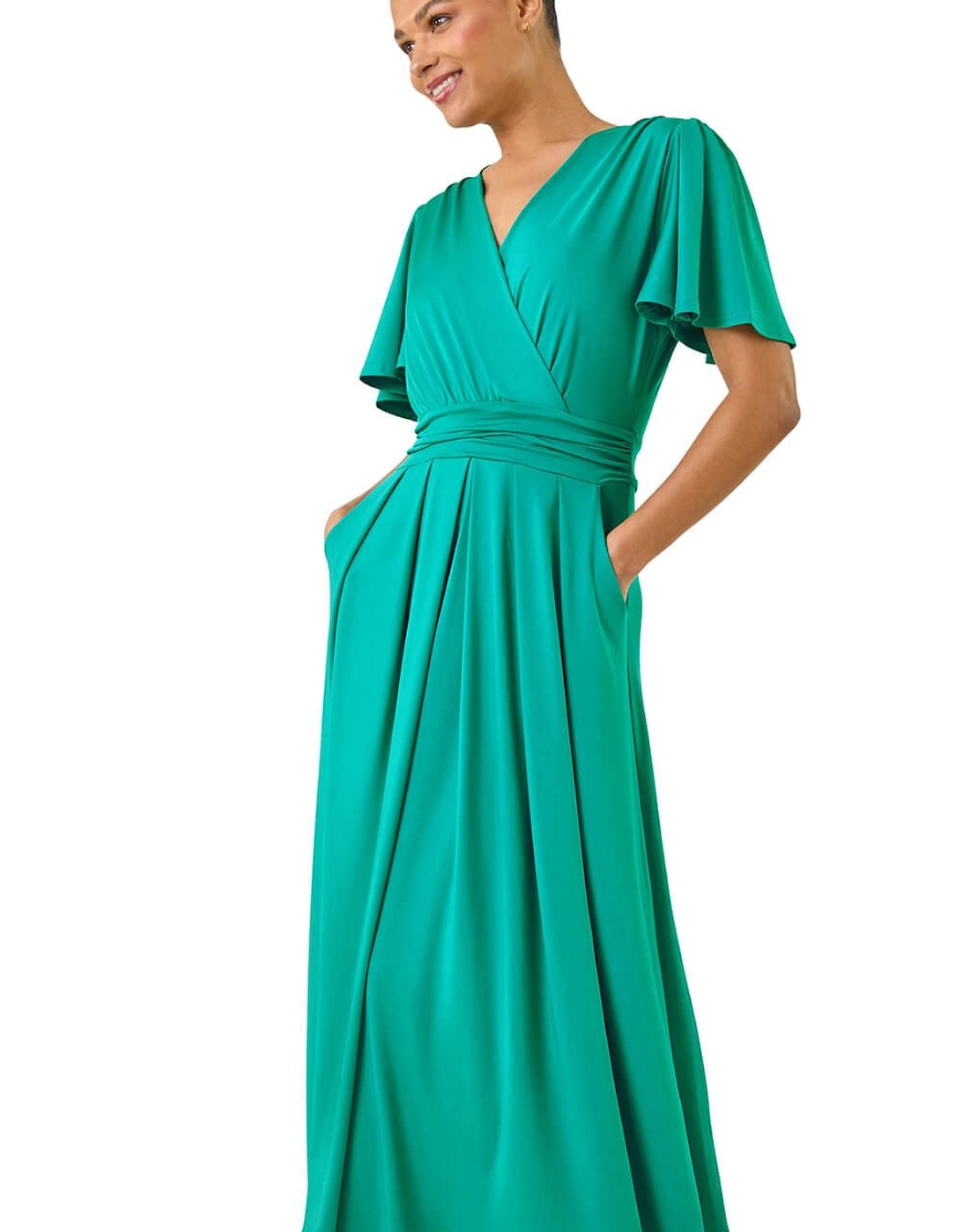 Tie Back V-Neck Stretch Midi Dress, 2 of 1