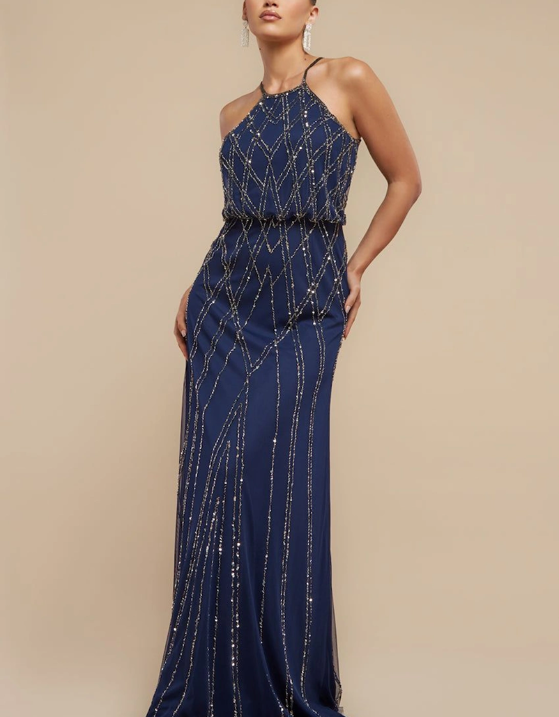 Racer Neck Sleeveless Sequin Maxi Dress, 2 of 1