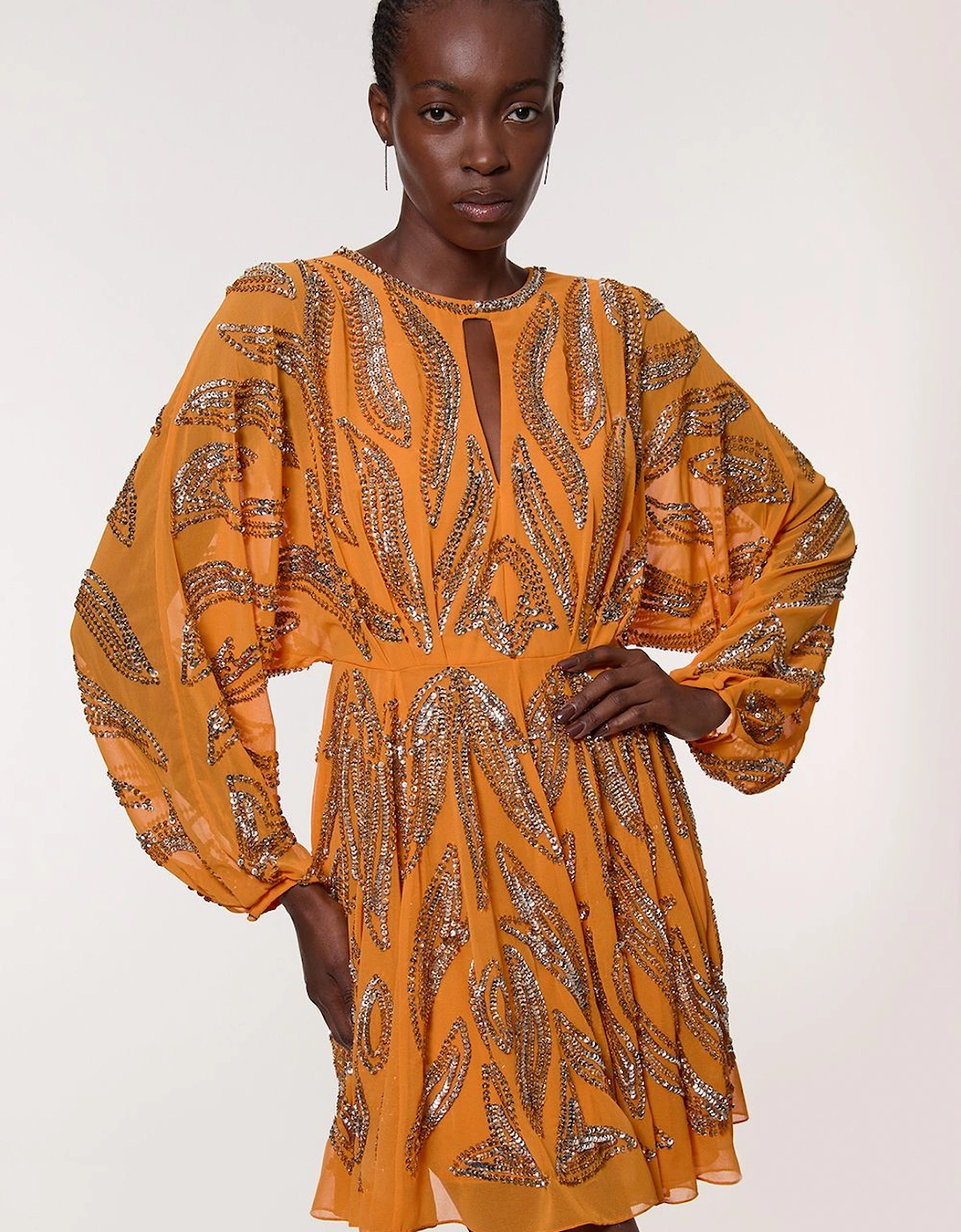 Kimono Sleeve Embellished Mini Dress, 2 of 1