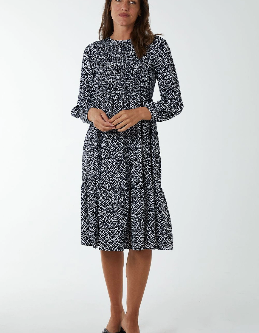 Floral Long Sleeve Tiered Dress, 2 of 1