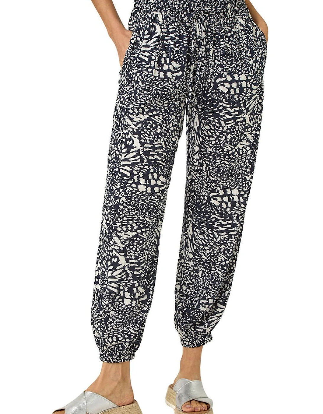 Abstract Animal Print Tie Waist Trousers, 2 of 1