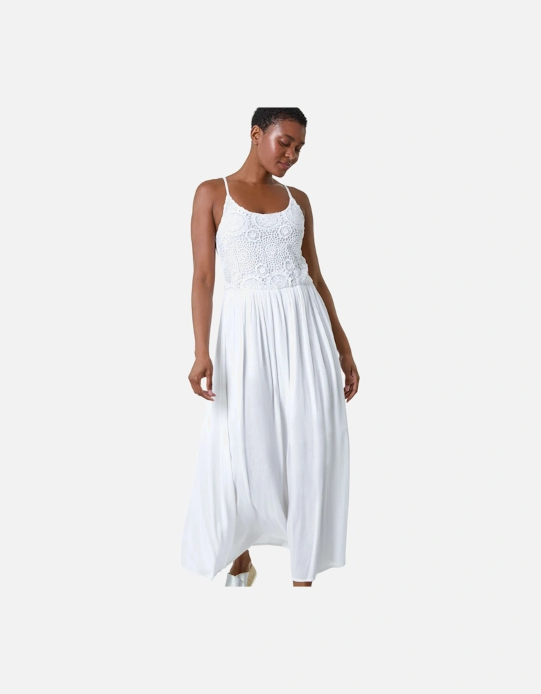 Lace Bodice Strappy Midi Dress