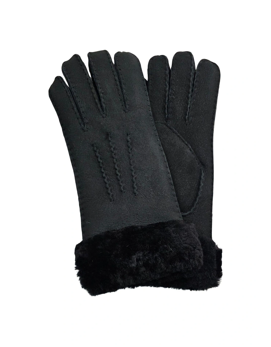 Genuine Sheepskin Suede Gloves with Fur Cuff, 2 of 1