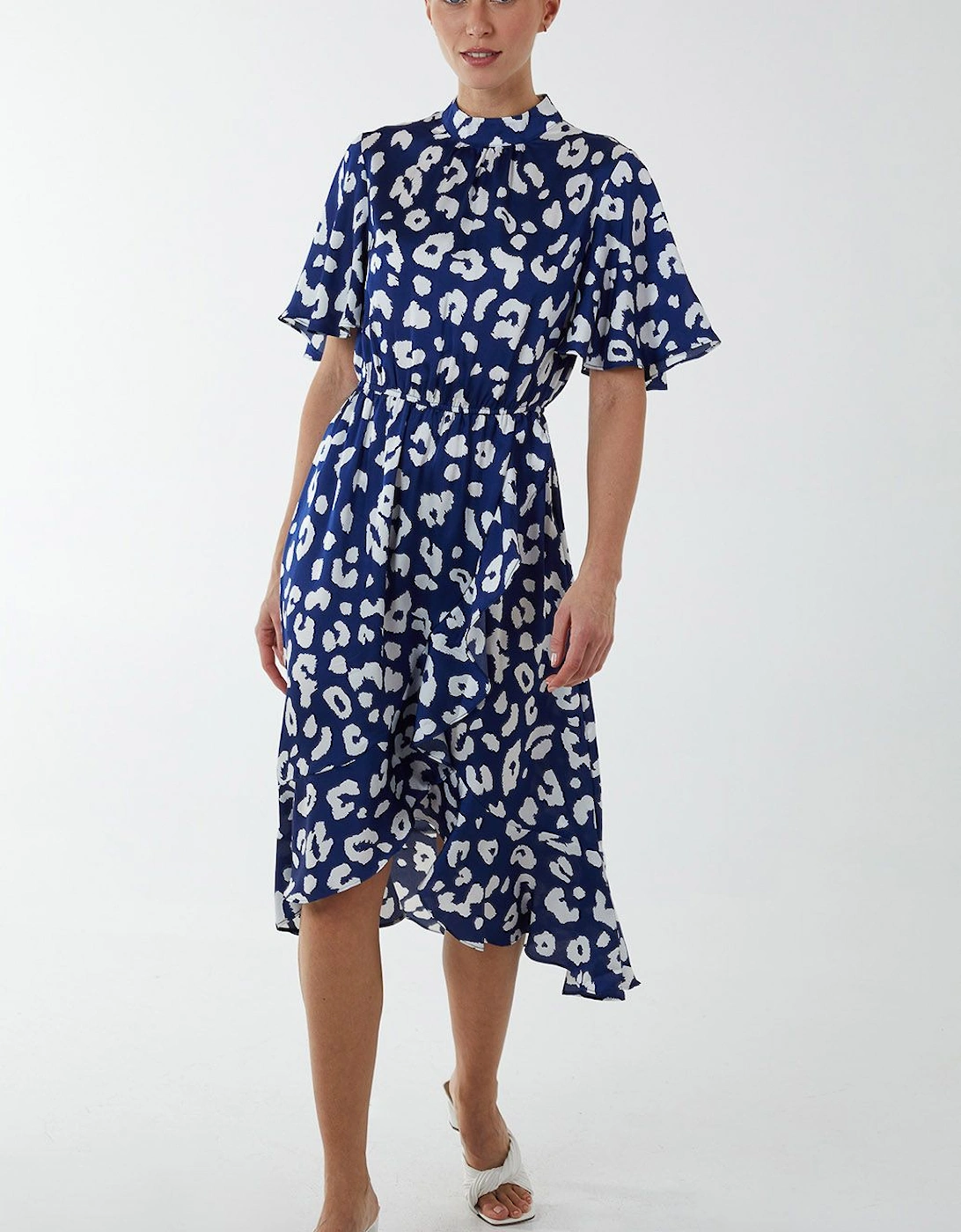 Angel Sleeve Wrap Ruffle Midi Dress, 2 of 1