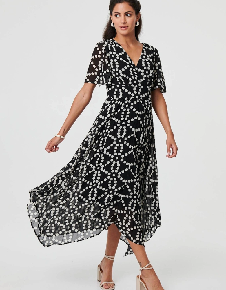 Polka Dot Hanky Hem Midi Dress