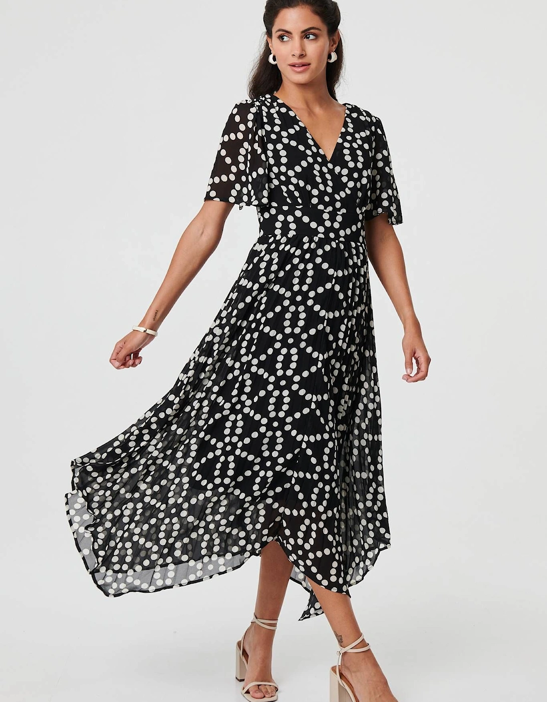 Polka Dot Hanky Hem Midi Dress, 2 of 1