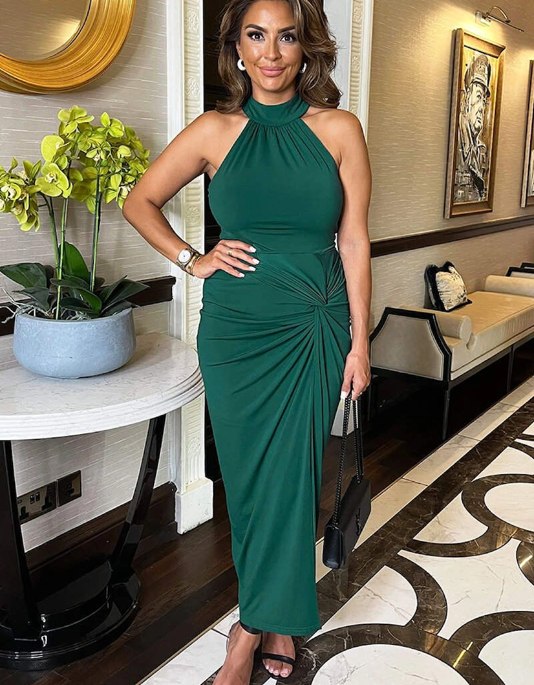 Teal Halter Neck Knot Skirt Midi Dress, 2 of 1