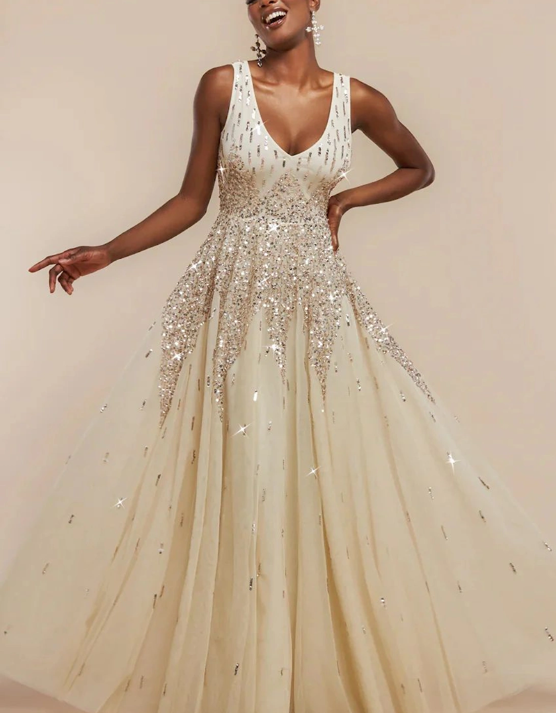 Sunray Sequin A Line Sleeveless Maxi Dress, 2 of 1