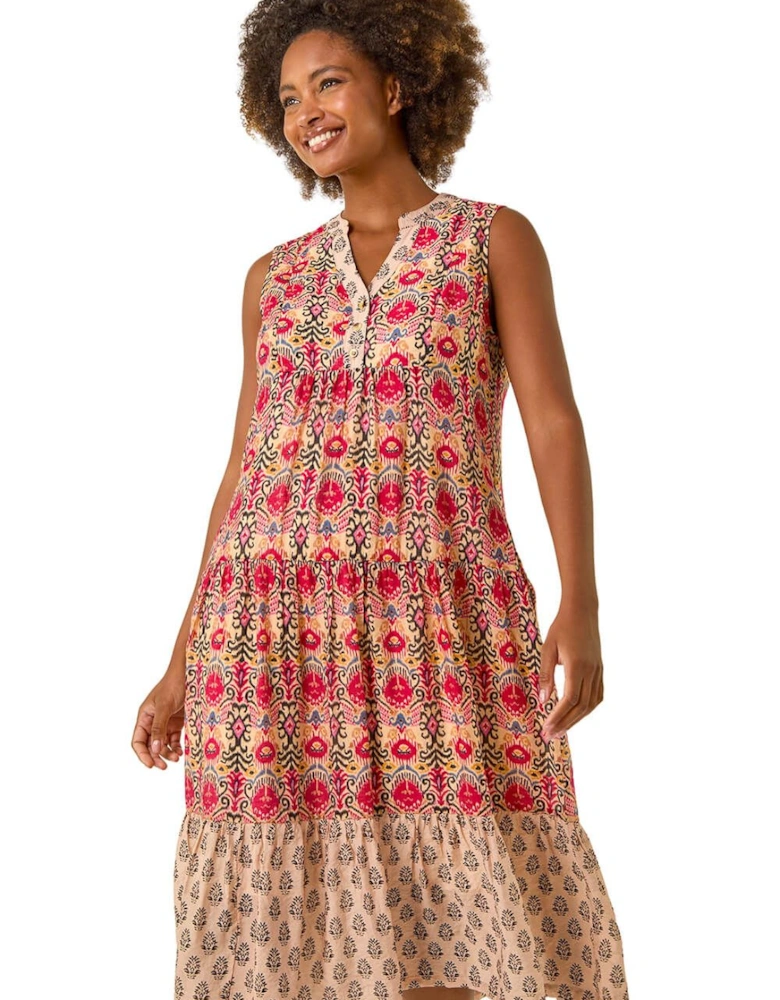 Border Print Smock Dress