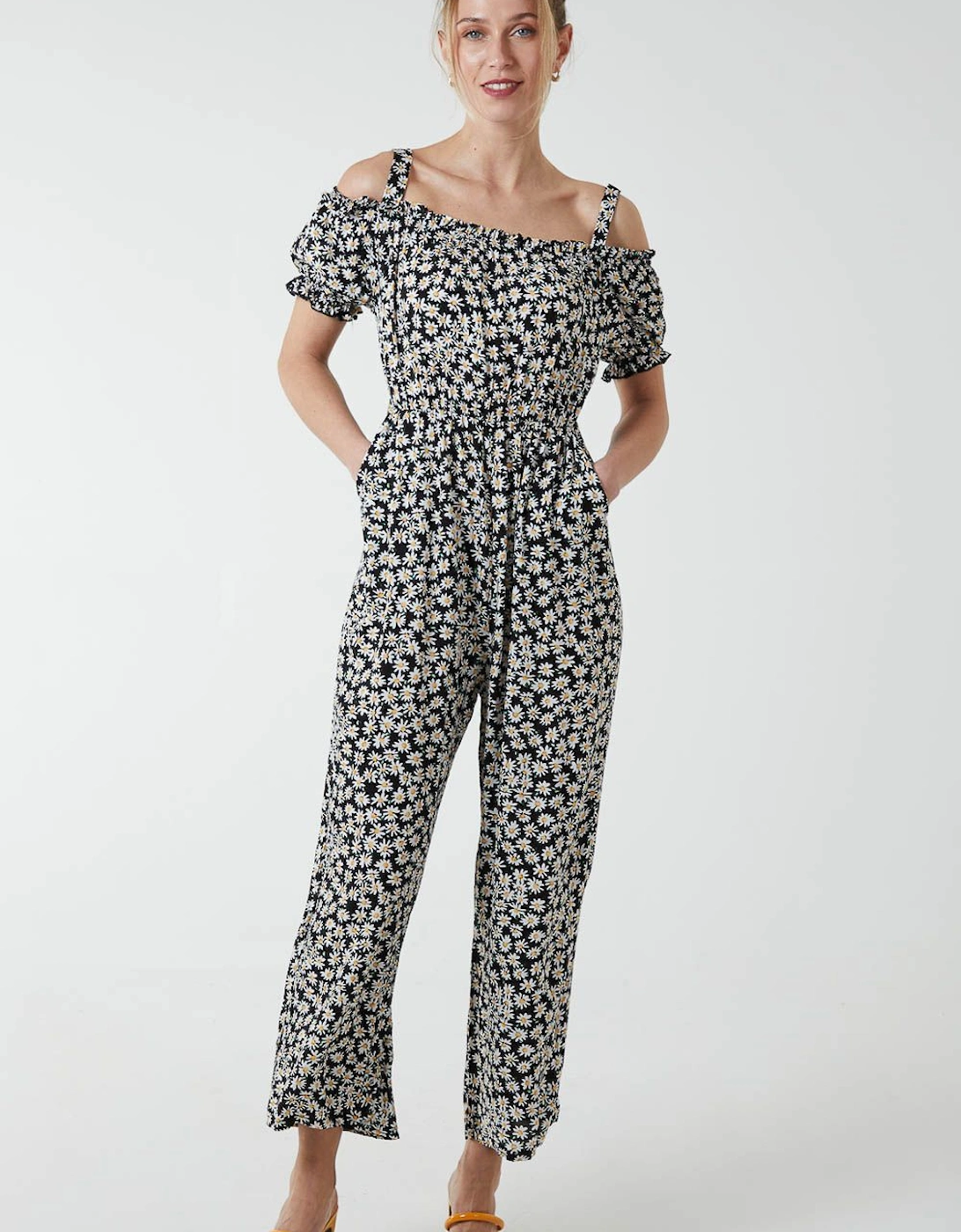 Cami Strap Bardot Daisy Jumpsuit, 2 of 1
