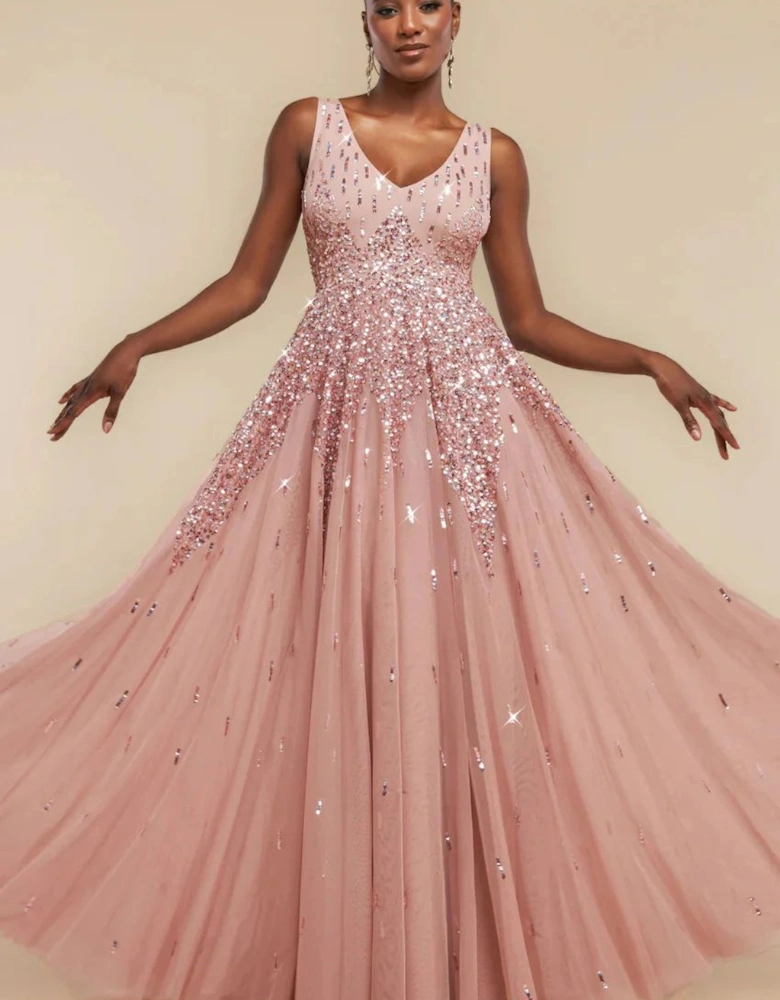 Sunray Sequin A Line Sleeveless Maxi Dress