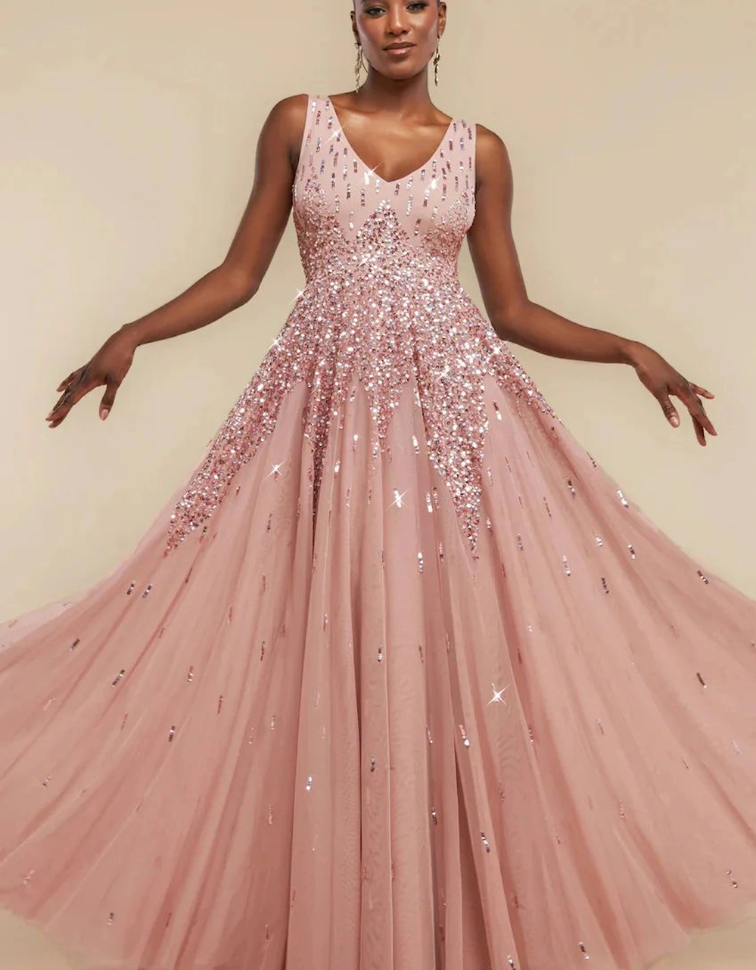 Sunray Sequin A Line Sleeveless Maxi Dress, 2 of 1