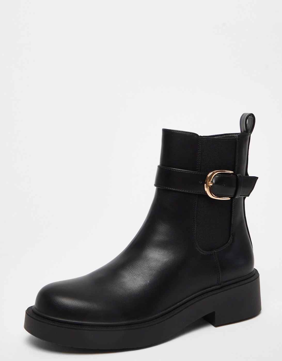 Black Faux Leather Chunky Buckle Boots, 2 of 1