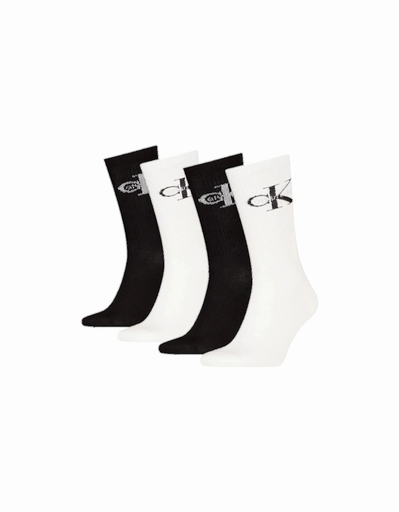 4-Pack CK Jeans Logo Sports Socks Gift Tin, Black/White