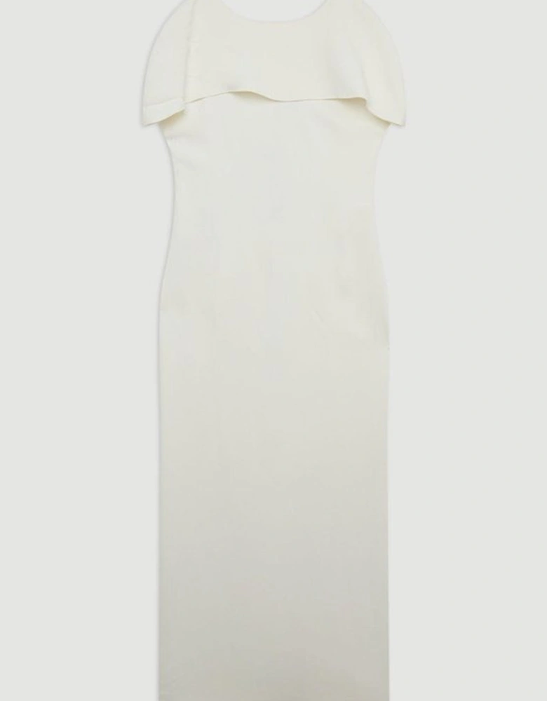 Compact Stretch Viscose Back Drape Tailored Midi Dress