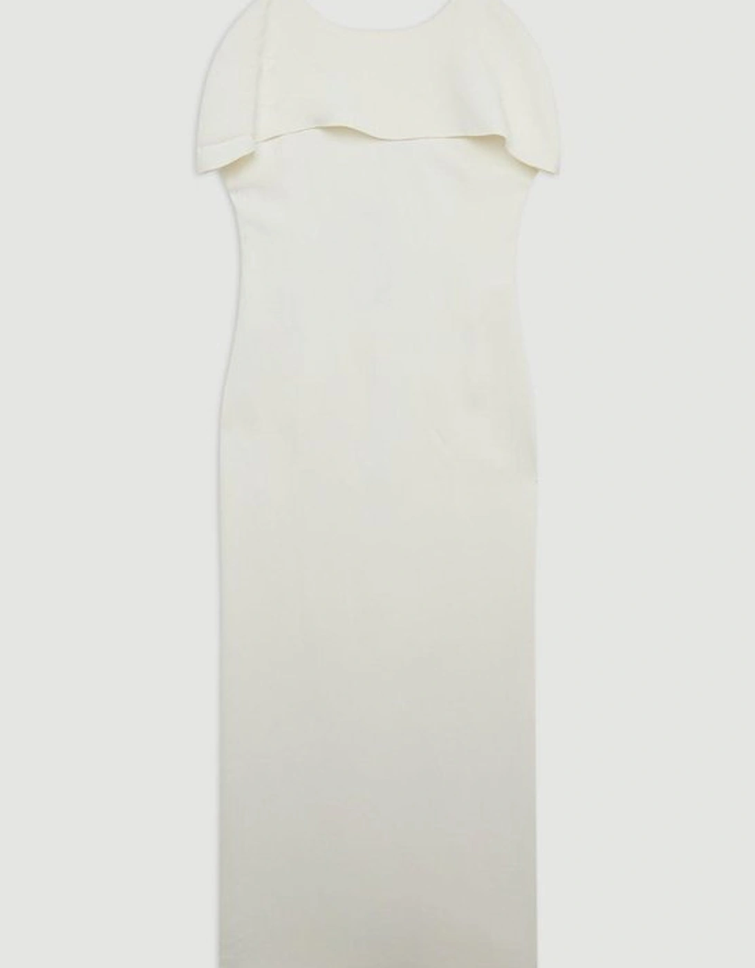 Compact Stretch Viscose Back Drape Tailored Midi Dress