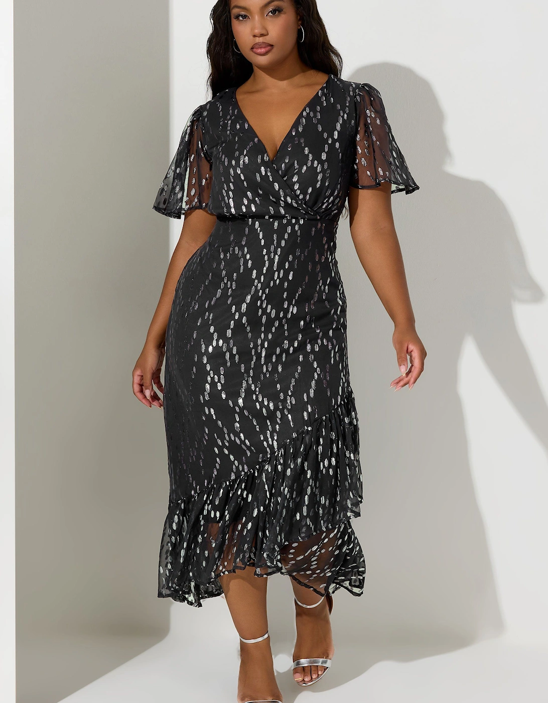 Metallic Dobby Wrap Dress, 2 of 1