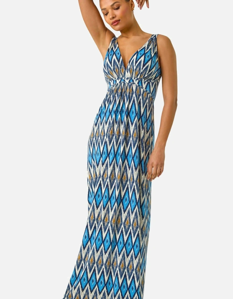 Geometric V-Neck Maxi Dress