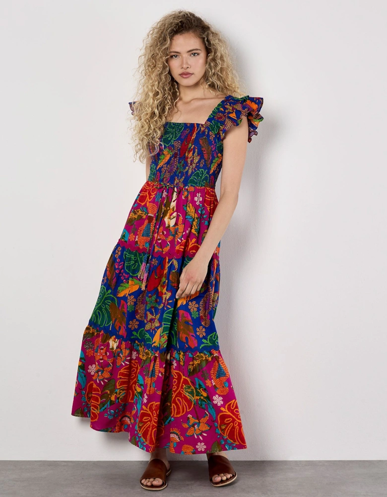 Colour Pop Parrot Print Maxi Dress