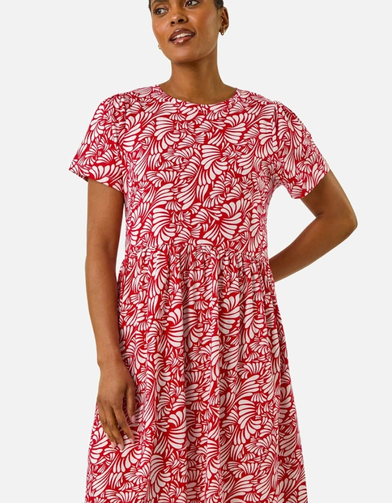 Abstract Print Jersey Dress
