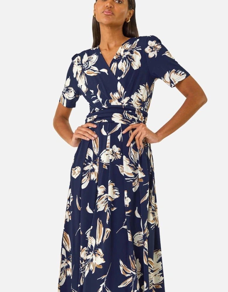 Floral Wrap Midi Dress