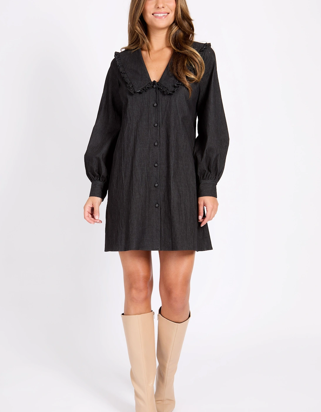 Black Denim Mini Dress, 2 of 1