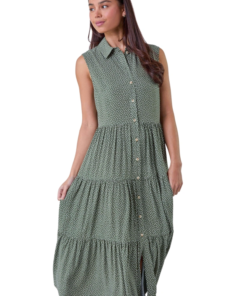 Petite Polka Dot Midi Shirt Dress