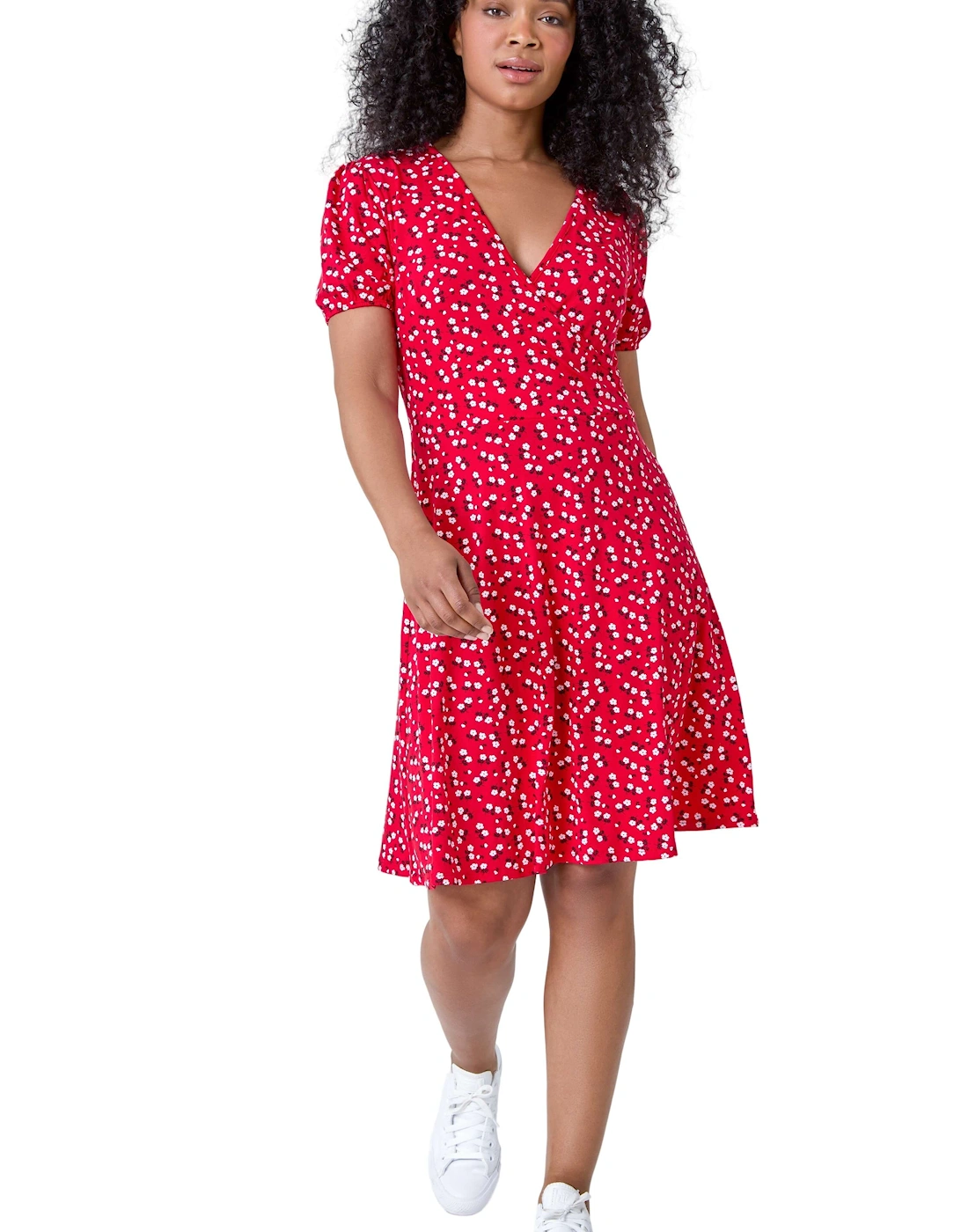 Petite Ditsy Wrap Stretch Dress, 2 of 1